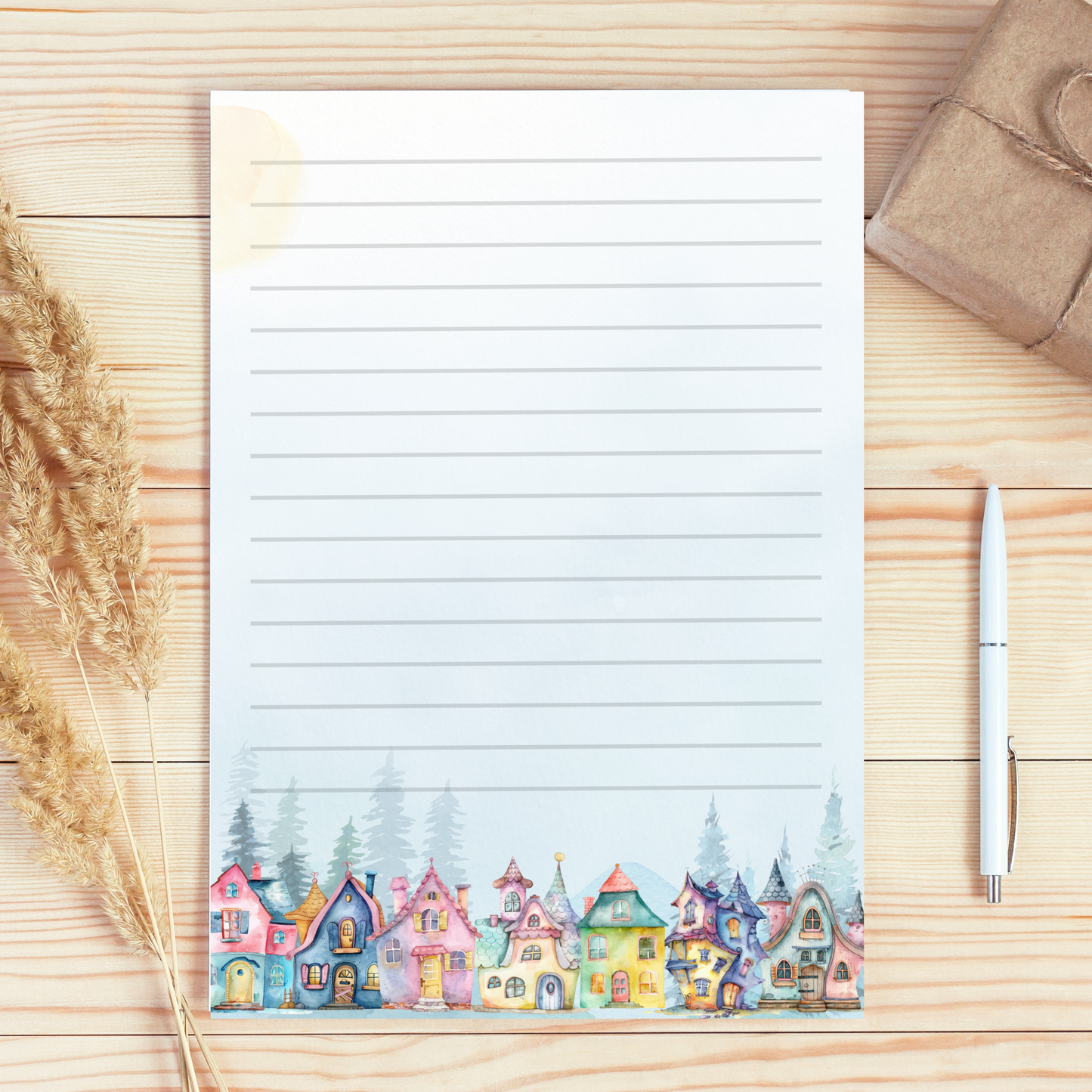 A5 Notitieblok - Pastel huisjes design